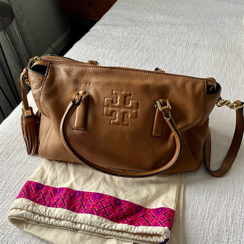 Tory Burch Tan Large Leather Satchel Bag